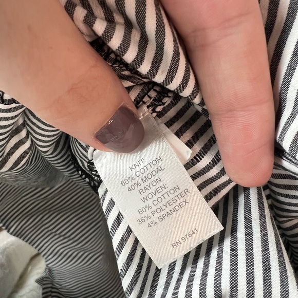 J. Jill Mixed Media Twofer Black Stripe Tunic Top Cotton Size L Tall - Picture 5 of 5